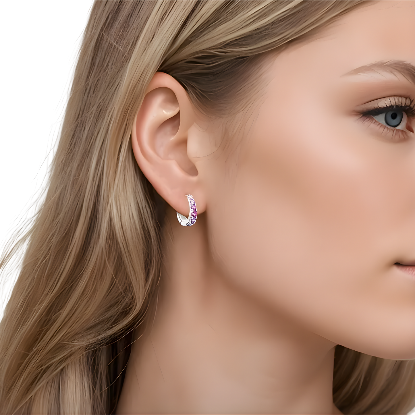 Sterling Silver Blush & Bloom Hoop Earrings