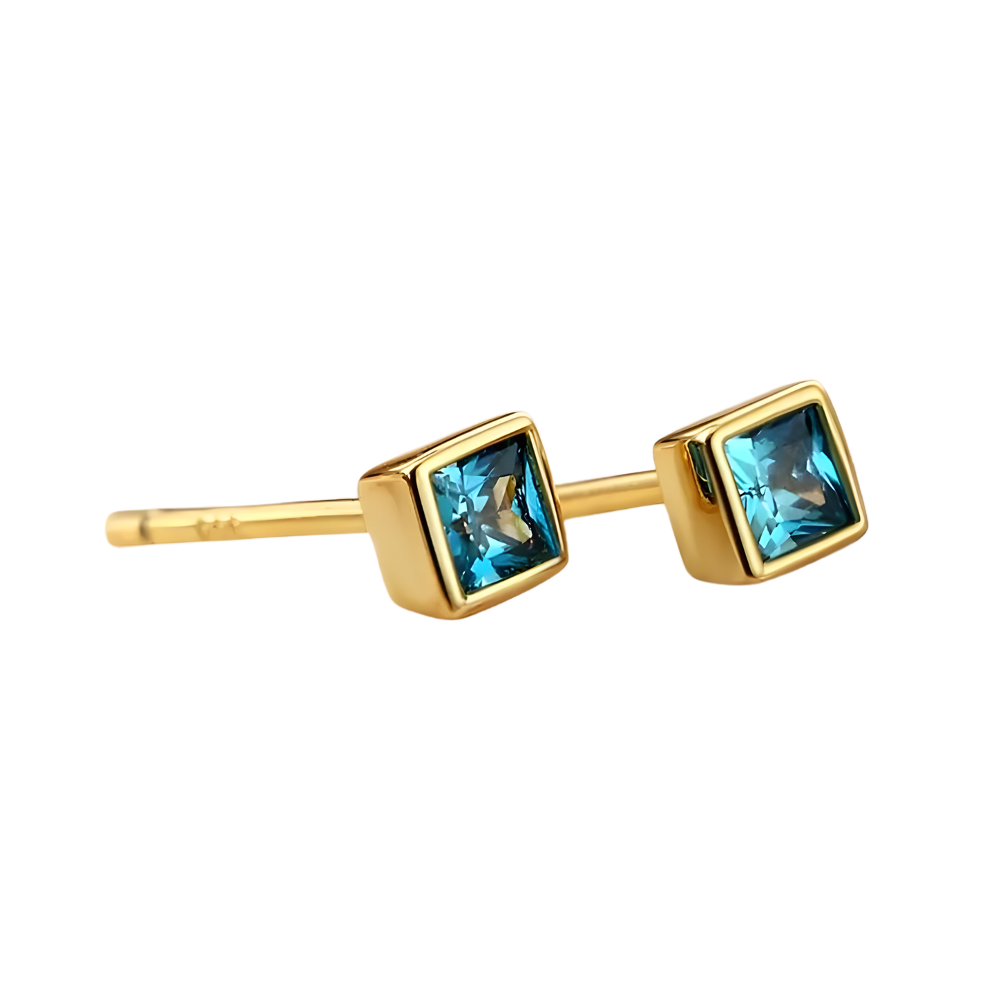 14K Vermeil Princess Cut Earrings