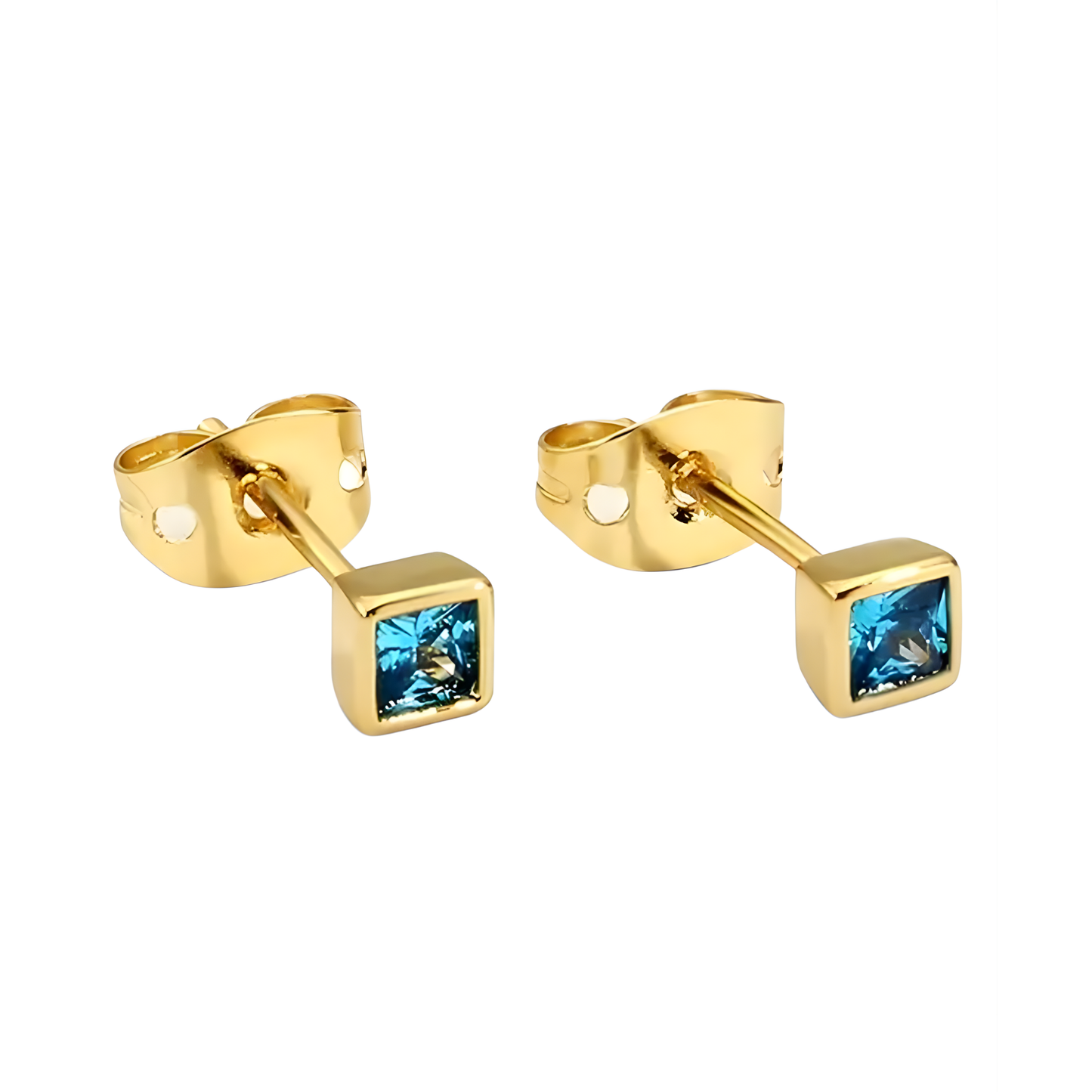 14K Vermeil Princess Cut Earrings