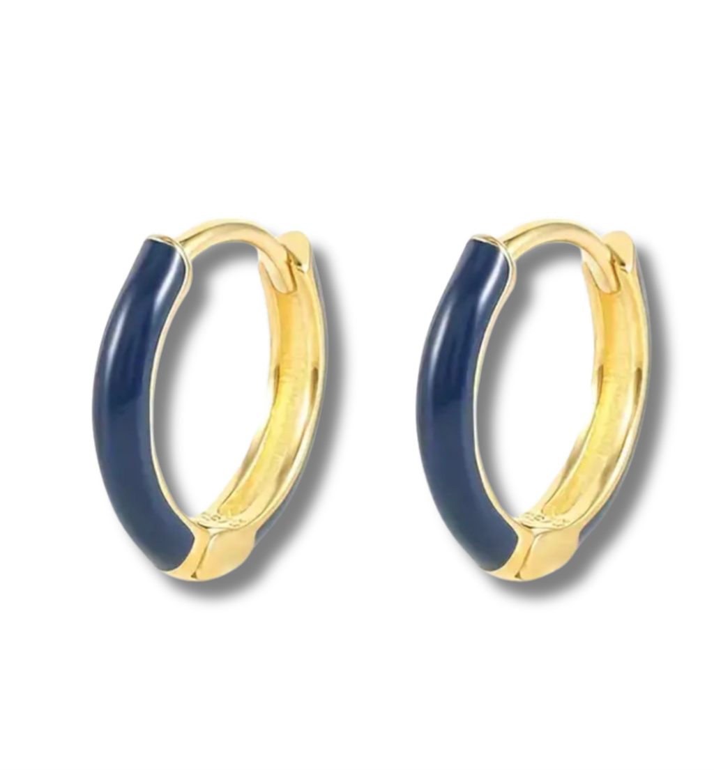 14K Vermeil & Navy Enamel Earrings