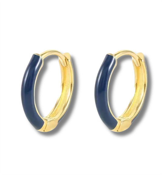 14K Vermeil & Navy Enamel Earrings