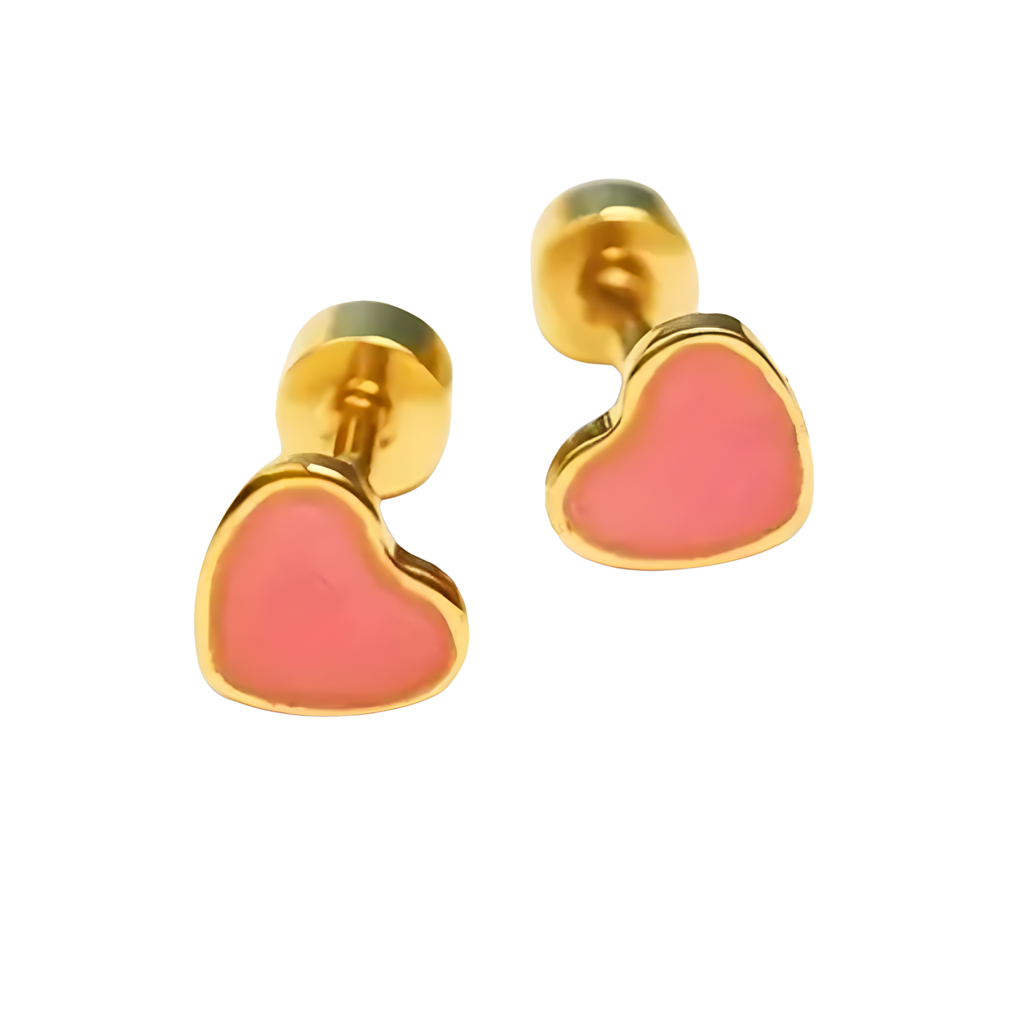 18K Vermeil & Pink Enamel Heart Earrings