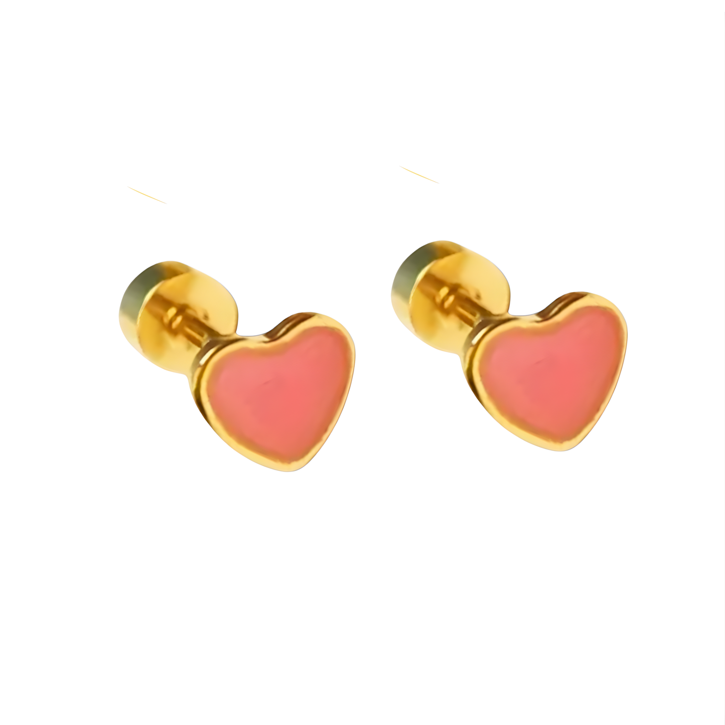 18K Vermeil & Pink Enamel Heart Earrings