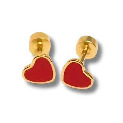 18K Vermeil & Red Enamel Heart Earrings