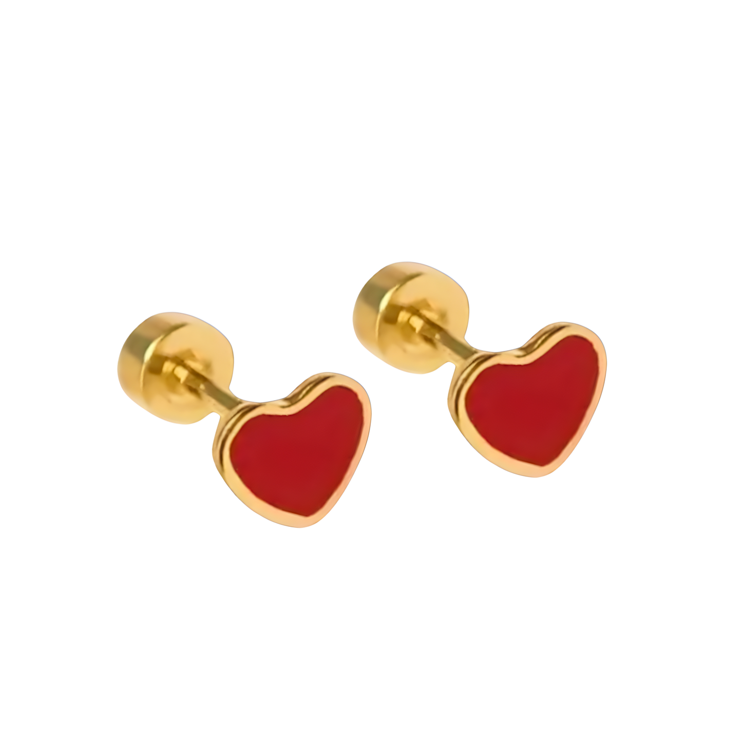 18K Vermeil & Red Enamel Heart Earrings