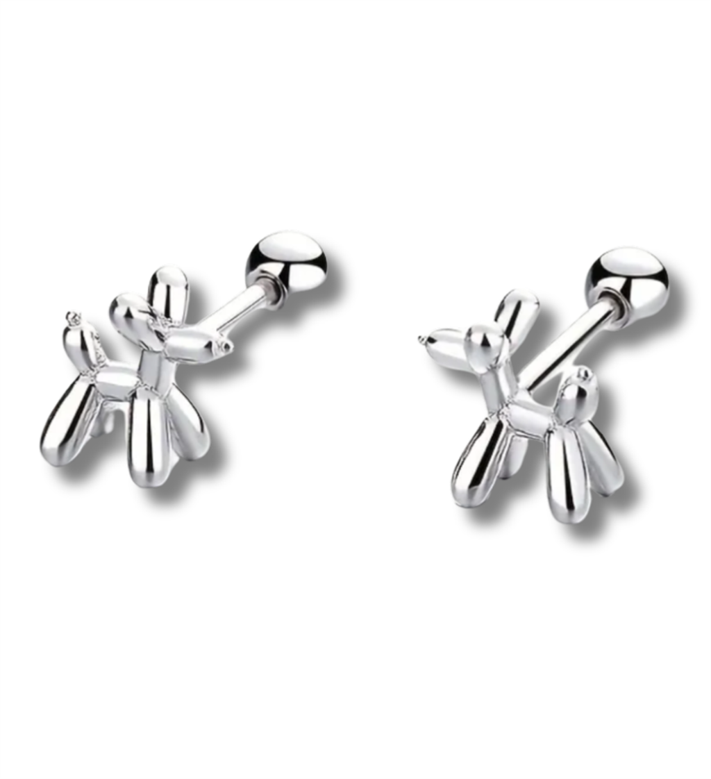 Sterling Silver Poodle Earrings