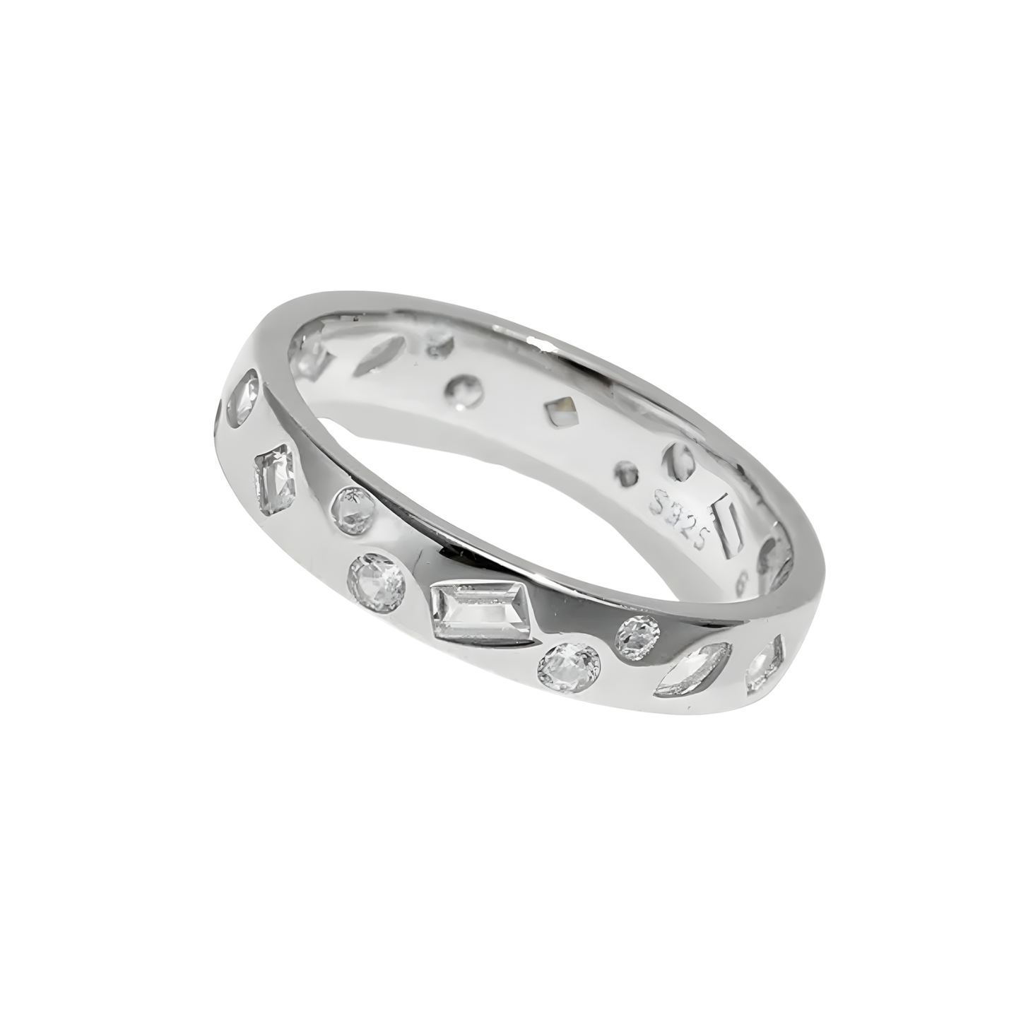 Sterling Silver Mélange Bezel Set Stone Ring