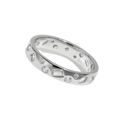 Sterling Silver Mélange Bezel Set Stone Ring