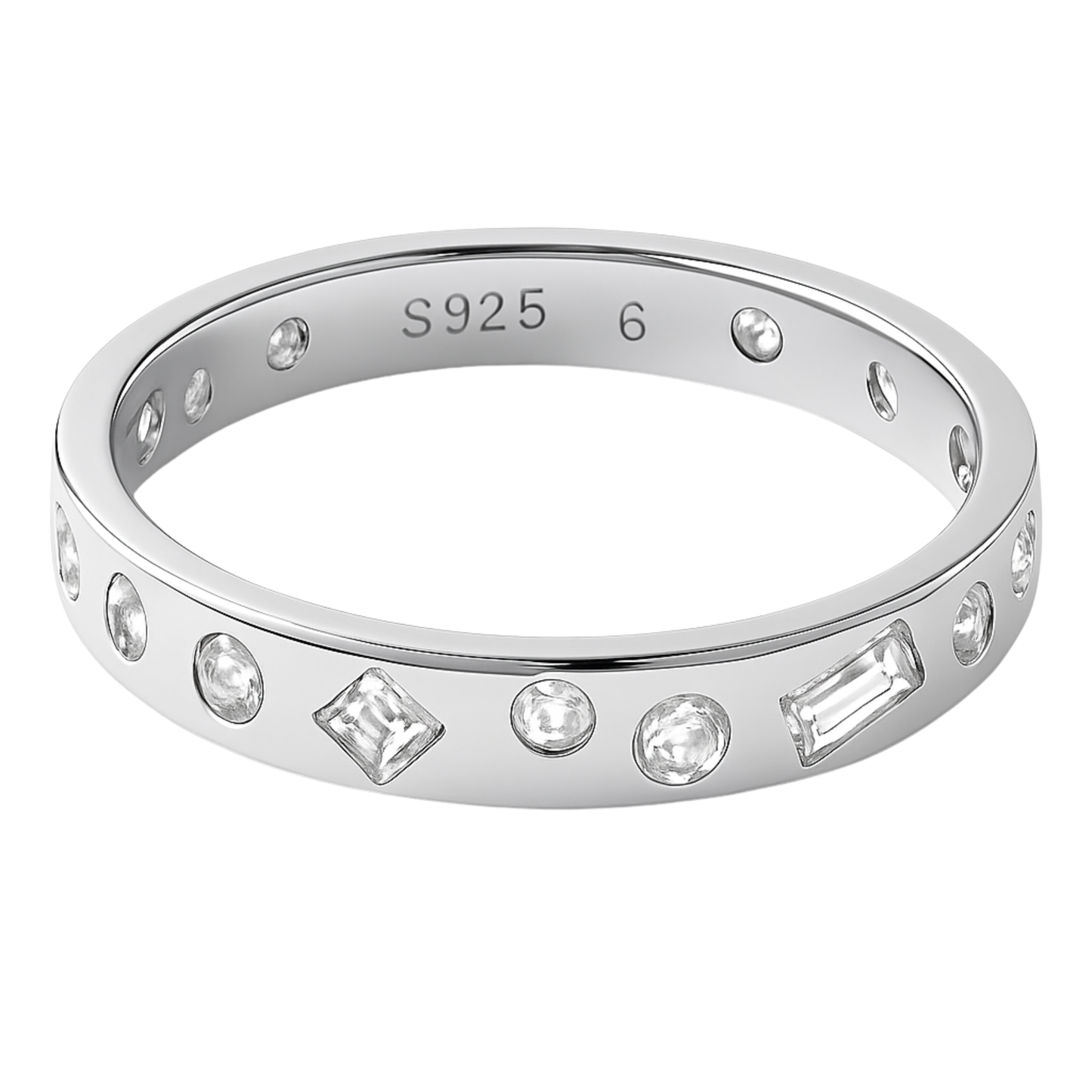 Sterling Silver Mélange Bezel Set Stone Ring