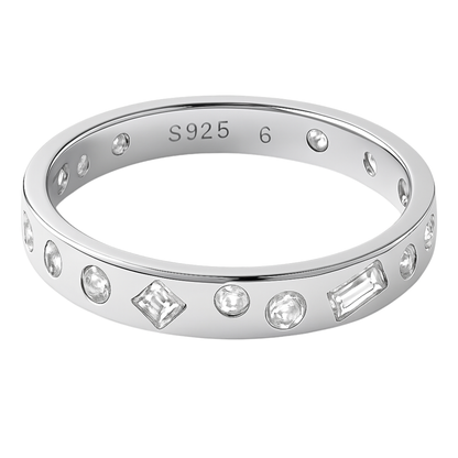 Sterling Silver Mélange Bezel Set Stone Ring