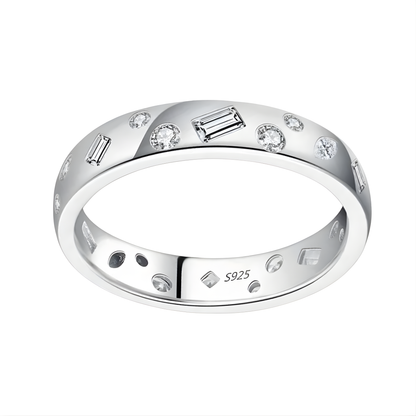 Sterling Silver Mélange Bezel Set Stone Ring