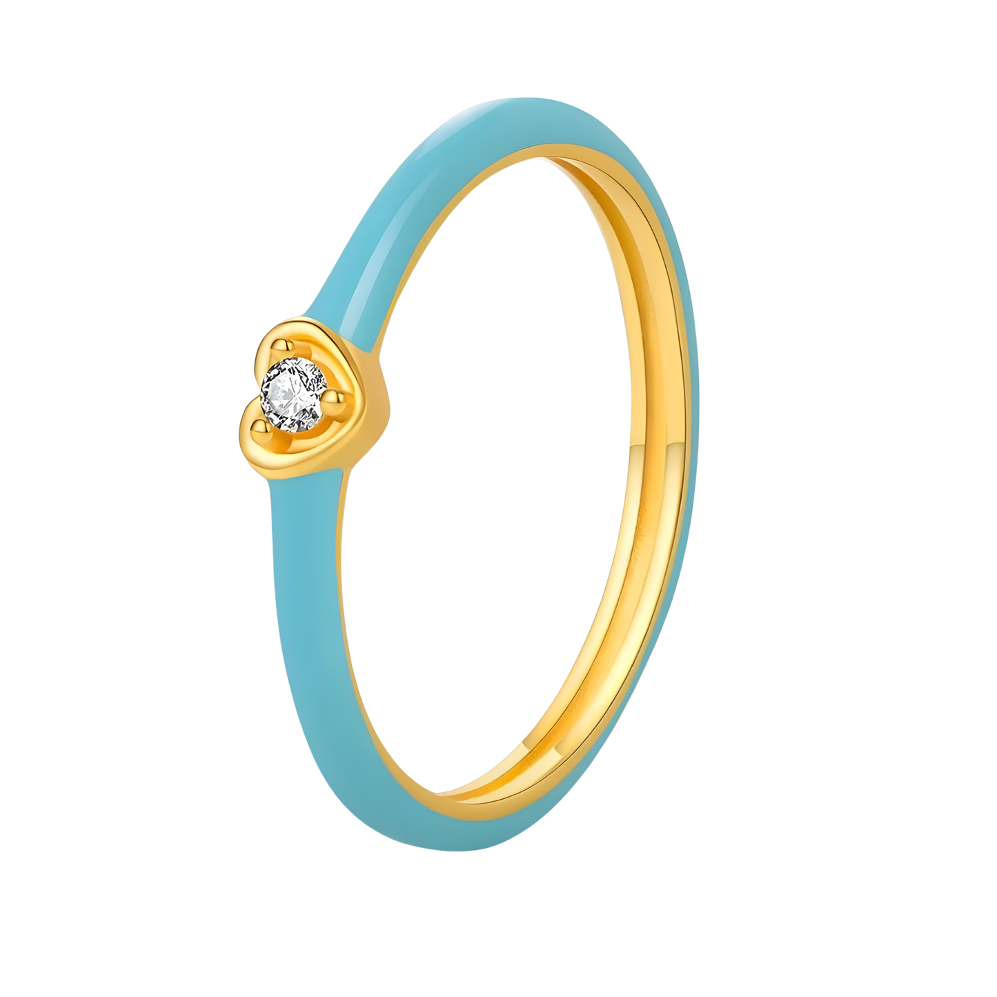 14K Vermeil & Blue Enamel Heart Ring