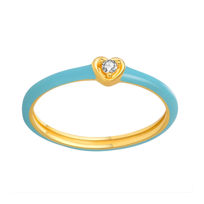 14K Vermeil & Blue Enamel Heart Ring