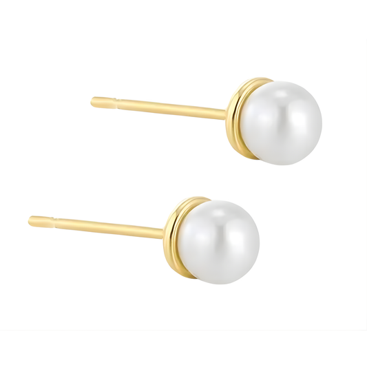 14K Vermeil Pearl Mini Stud Earrings