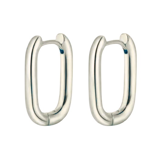 Sterling Silver Maya Oval Hoop Earrings (Medium)