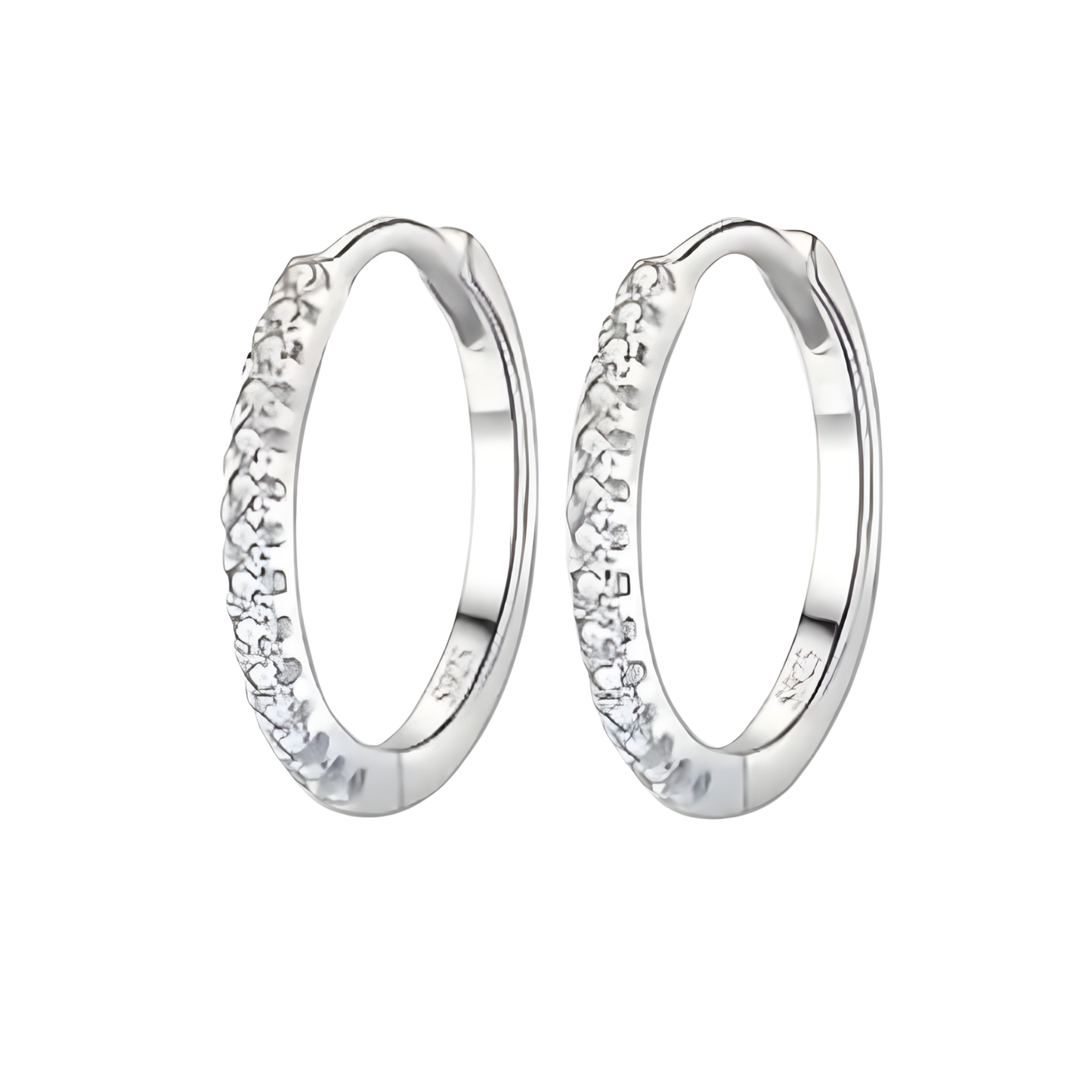 Sterling Silver Pave Huggie Earrings