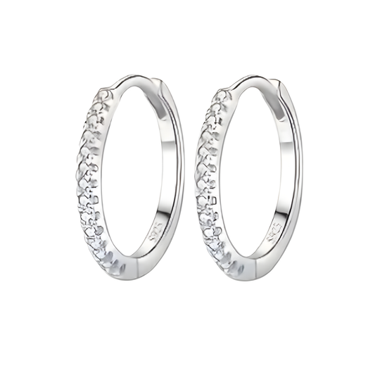 Sterling Silver Pave Huggie Earrings