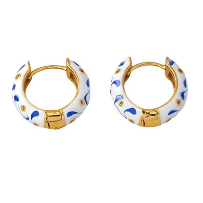 Gold Plated Spanish Enamel Huggie Hoop Earrings