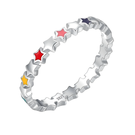 Sterling Silver Enamel Star Ring