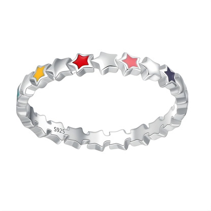 Sterling Silver Enamel Star Ring