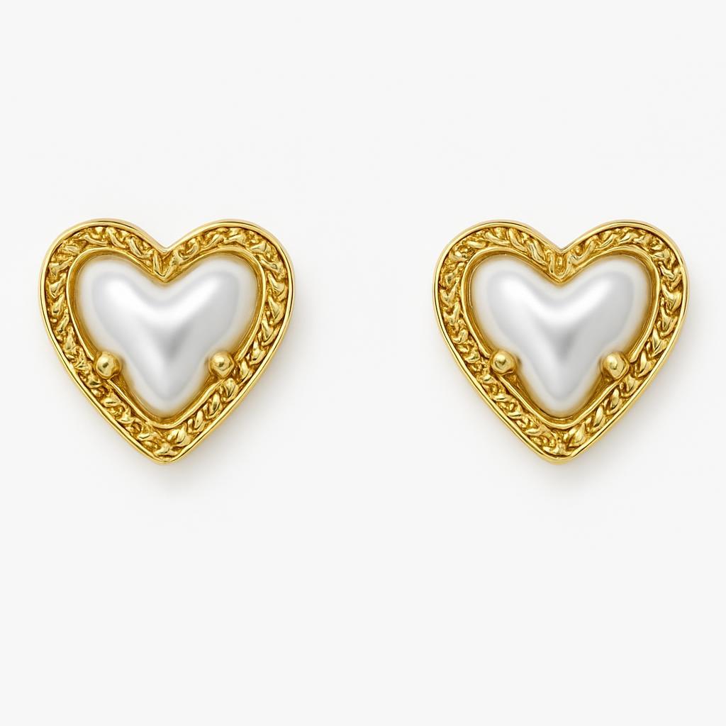 14K Vermeil Mother of Pearl Heart Earrings