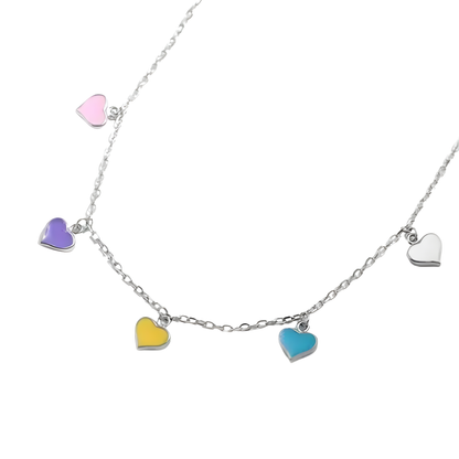 Sterling Silver Enamel Heart Necklace