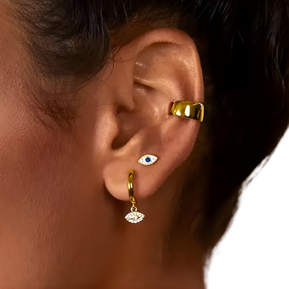 14K Gold Pave Stones "Evil" Eye Angie Earrings