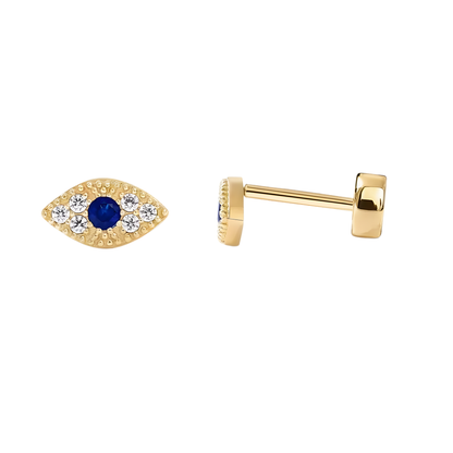 14K Gold Pave Stones "Evil" Eye Angie Earrings