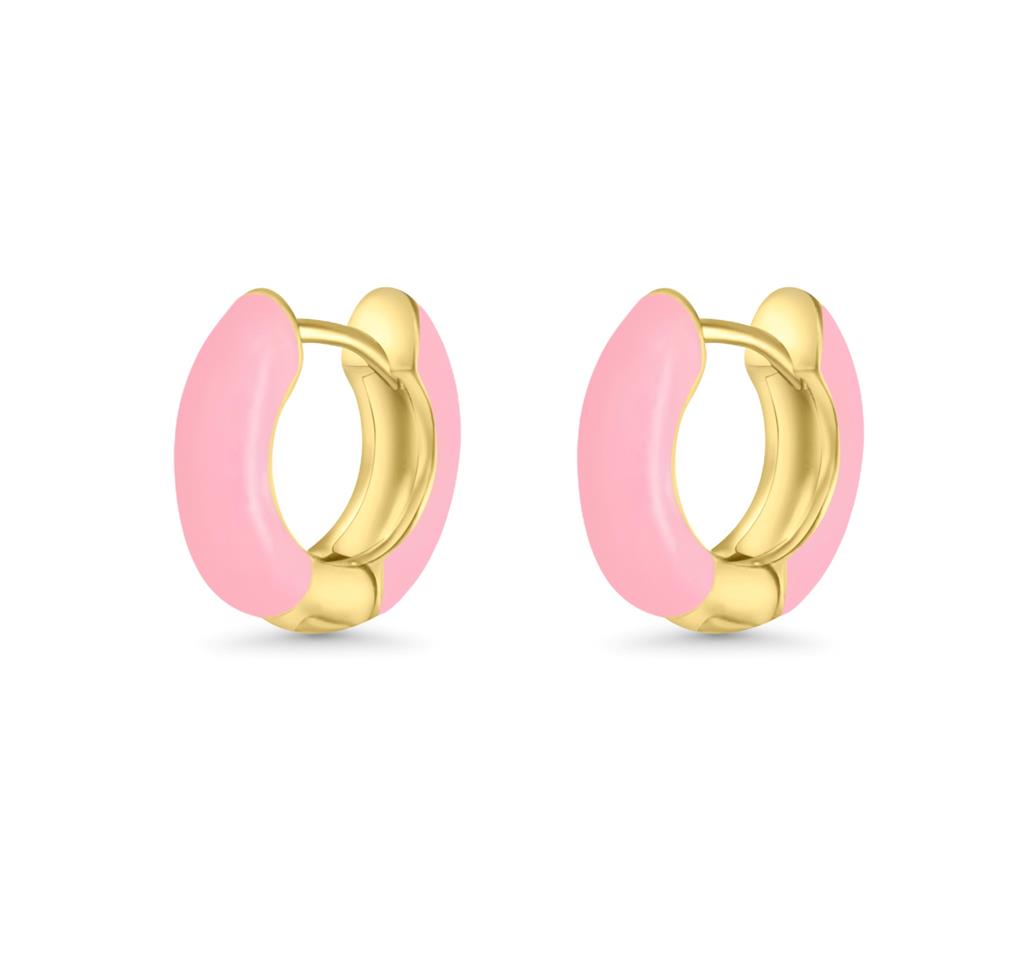 Gold Vermeil & Pink Enamel Edie Earrings