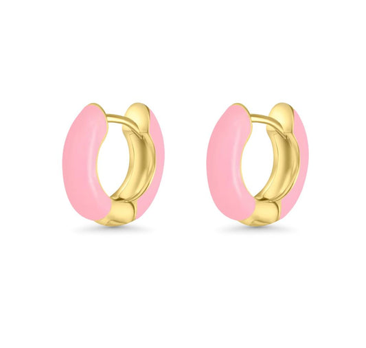 14K Vermeil & Pink Enamel Earrings