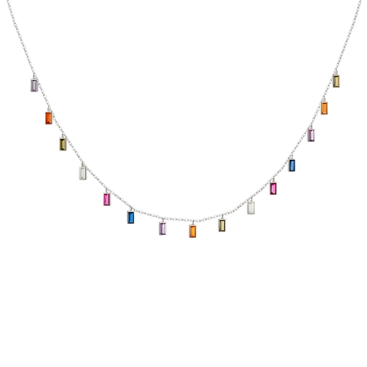 Sterling Silver Prism Dangle Necklace