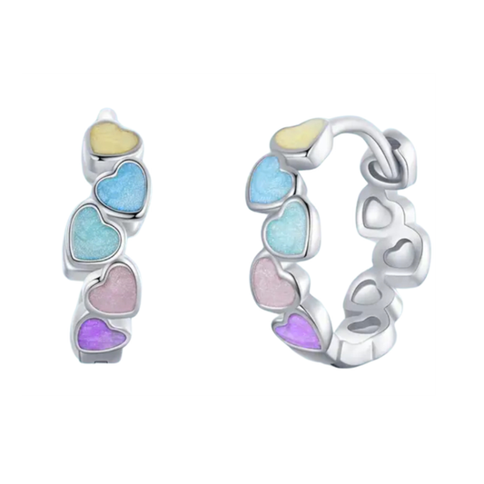 Sterling Silver Heart Hoop Earrings