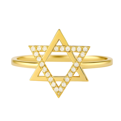 Sterling Silver Leah Pave Star of David Ring