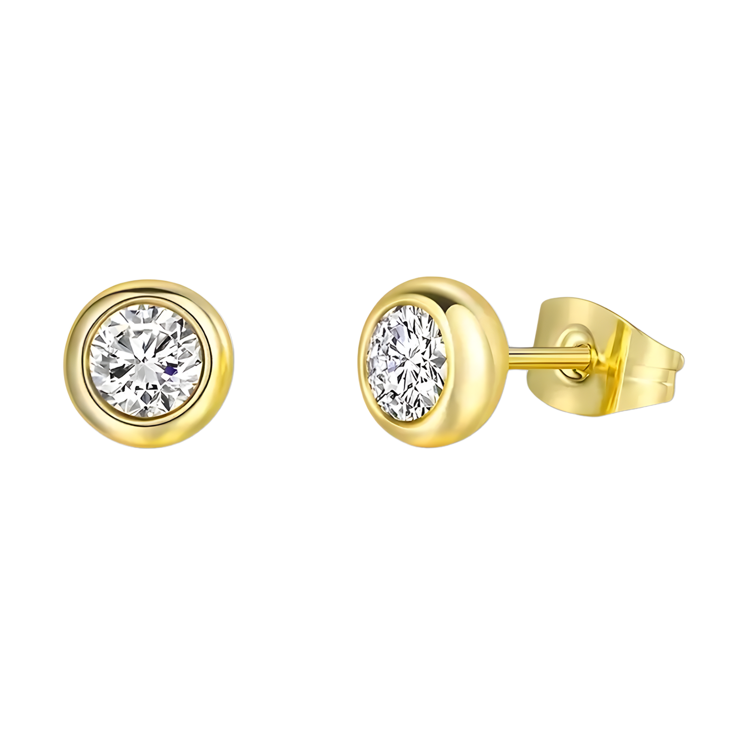 14K Vermeil Chubby Bezel Set Studs