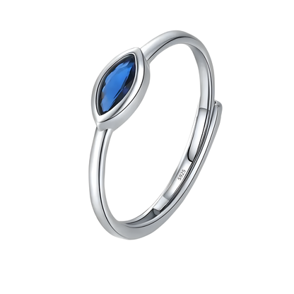 Sterling Silver Blue Marquee Ring