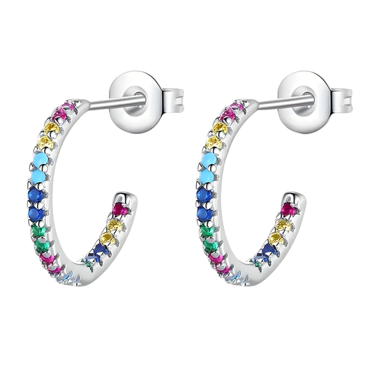 Sterling Silver Ada Multicolor Hoop Earrings (Small)
