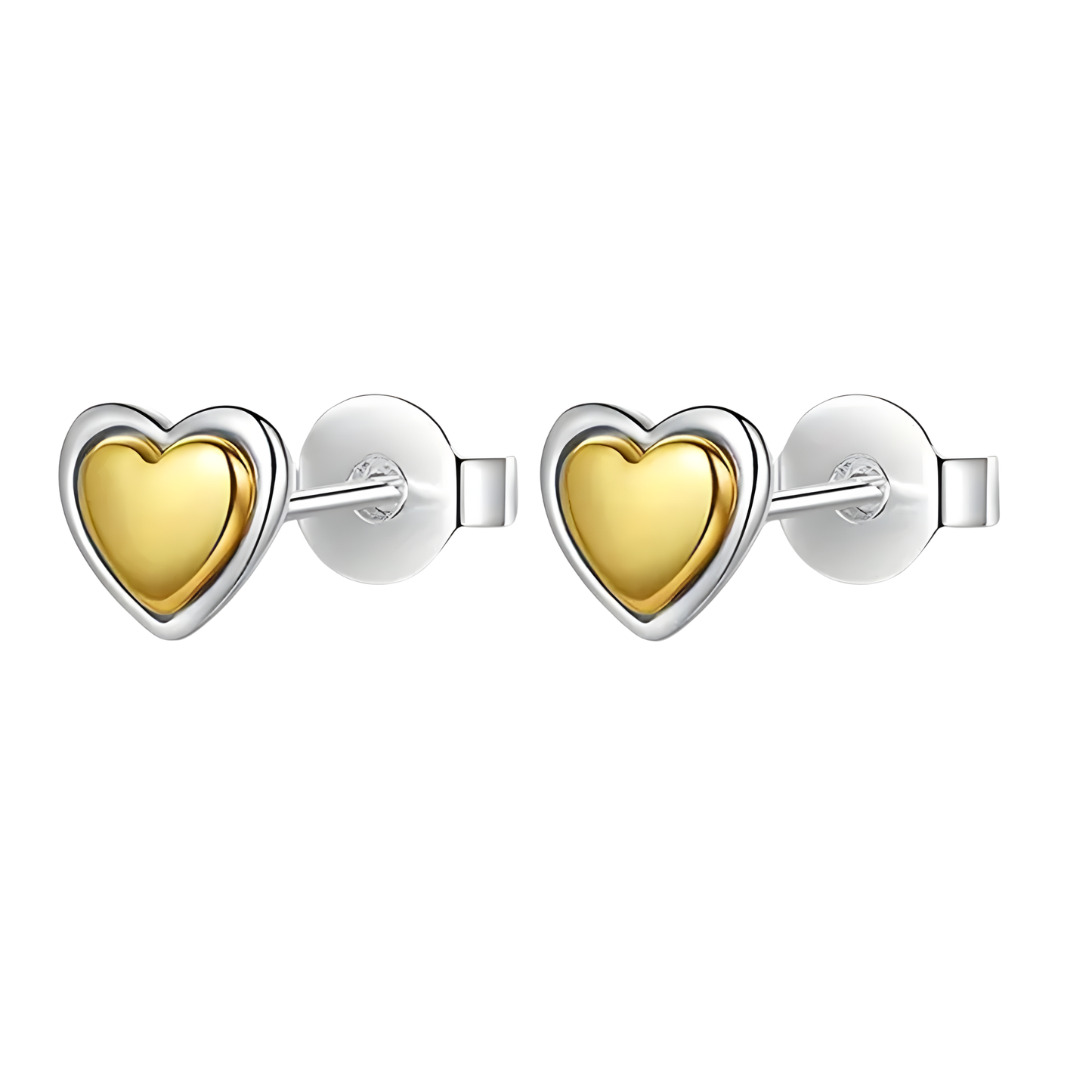 Two-Tone Amanda Heart Stud Earrings