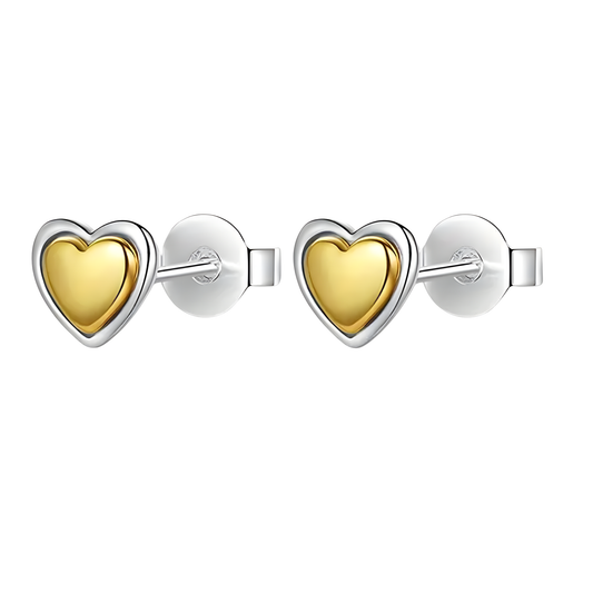 Two-Tone Amanda Heart Stud Earrings
