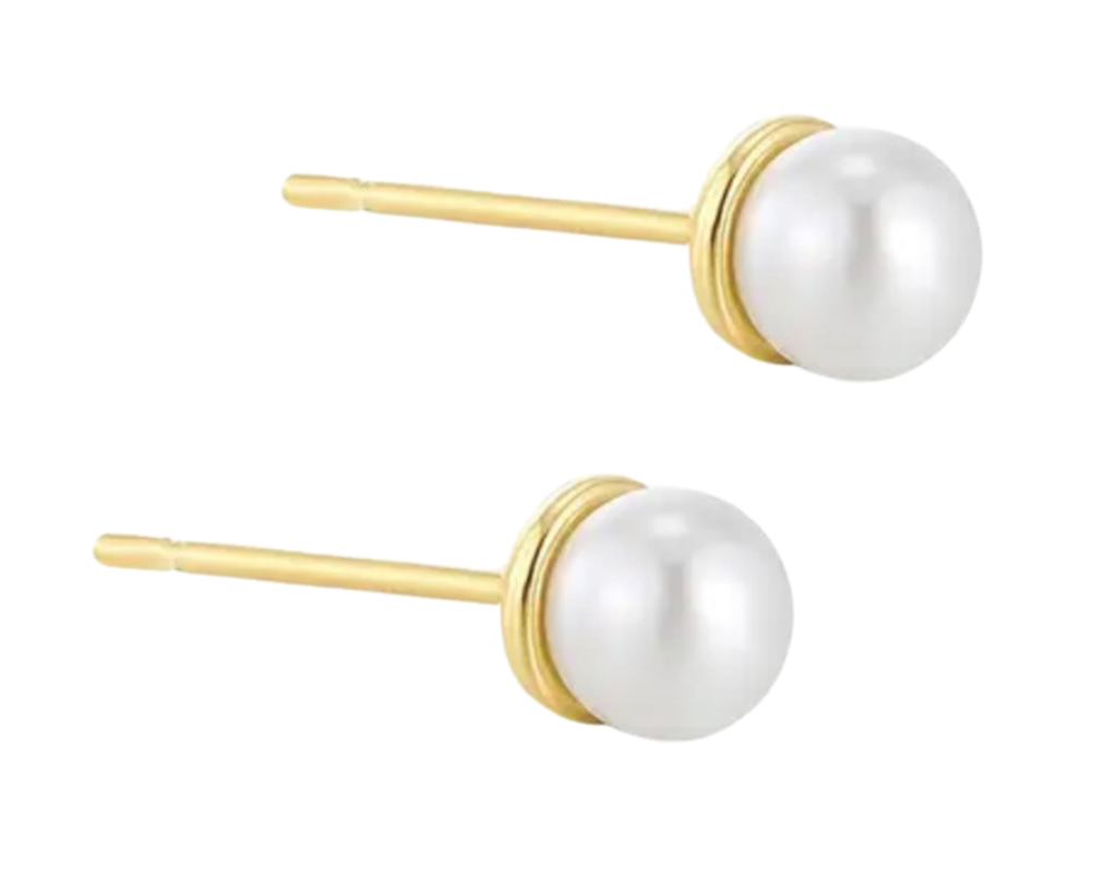 14K Vermeil Pearl Mini Stud Earrings