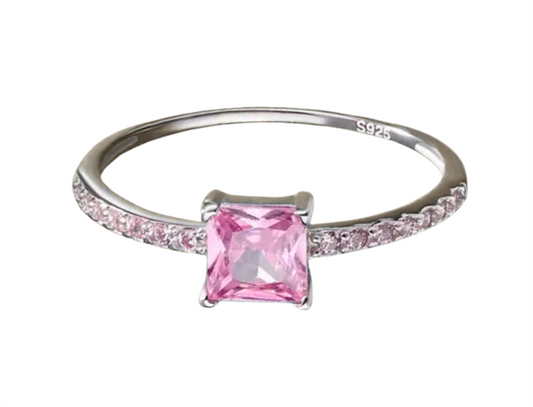 Sterling Silver Pink Princess Ring