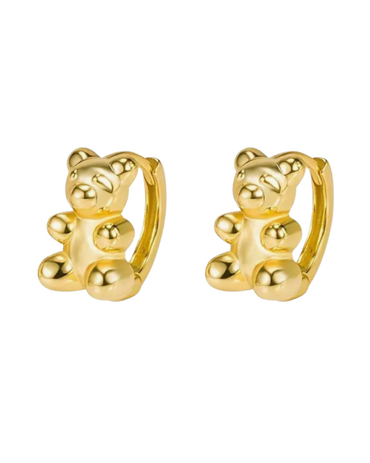Gold "Gummie" Bear Huggie Hoop Earrings