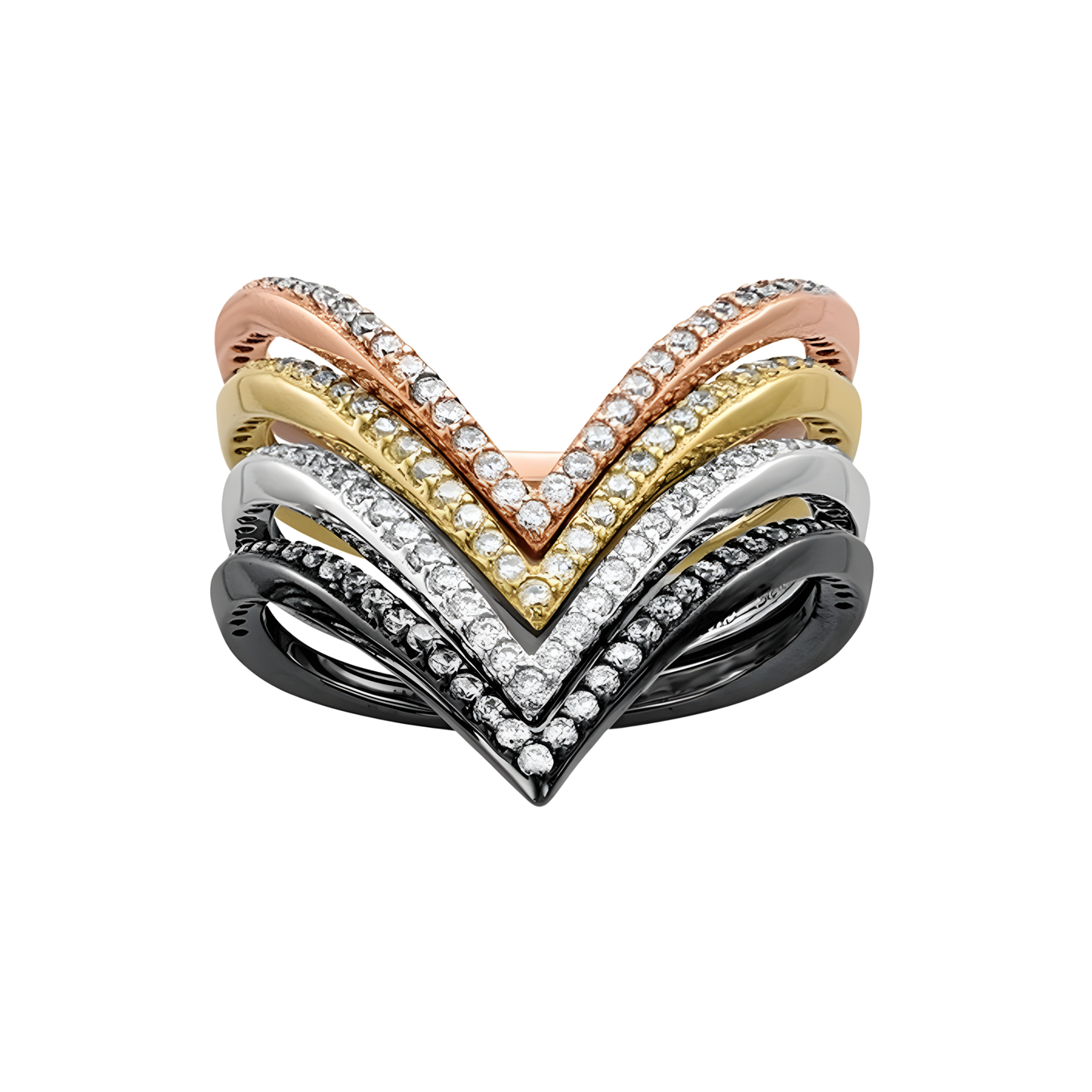 Sterling Silver Robyn Pave Stacking Rings