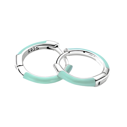 Sterling Silver & Enamel Sarah Hoop Earrings