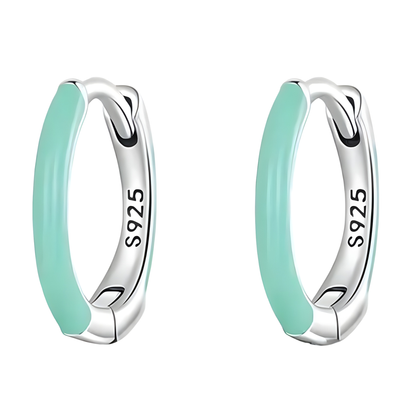 Sterling Silver & Enamel Sarah Hoop Earrings