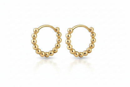 Gold Plated Beaded Huggie Hoop Earrings