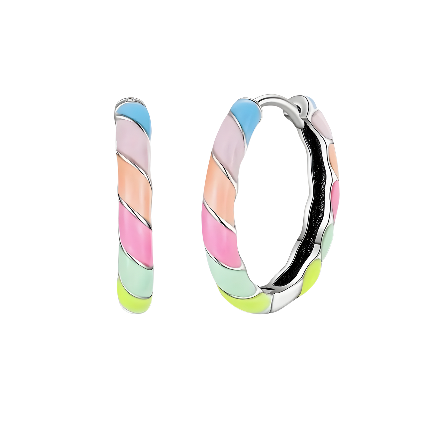 Sterling Silver & Enamel Ada Hoop Earrings