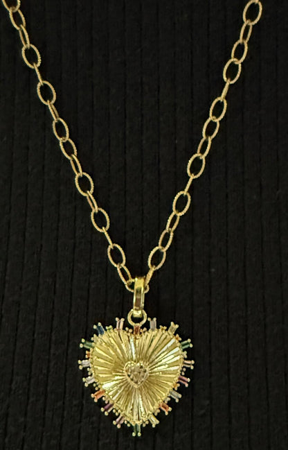 Gold Vermeil Julia Fluted Rainbow Heart Charm
