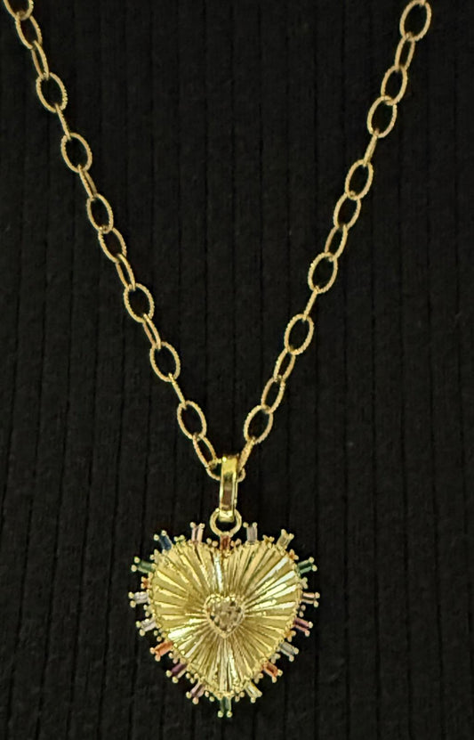 Gold Vermeil Julia Fluted Rainbow Heart Charm