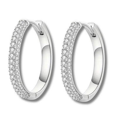 Sterling Silver Jena Pave Hoop Earrings