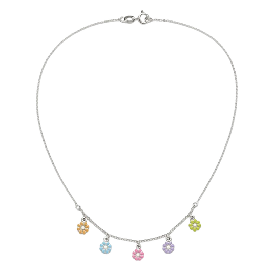 Sterling Silver Chloe Flower Enamel Necklace
